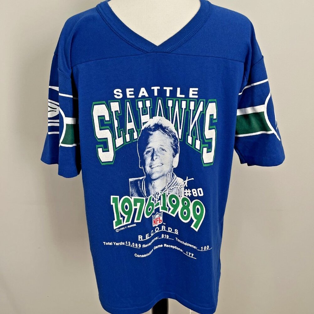 VTG 90s Rawlings NFL Seattle Seahawks Steve Largent #80‎ USA V-Neck Shirt L